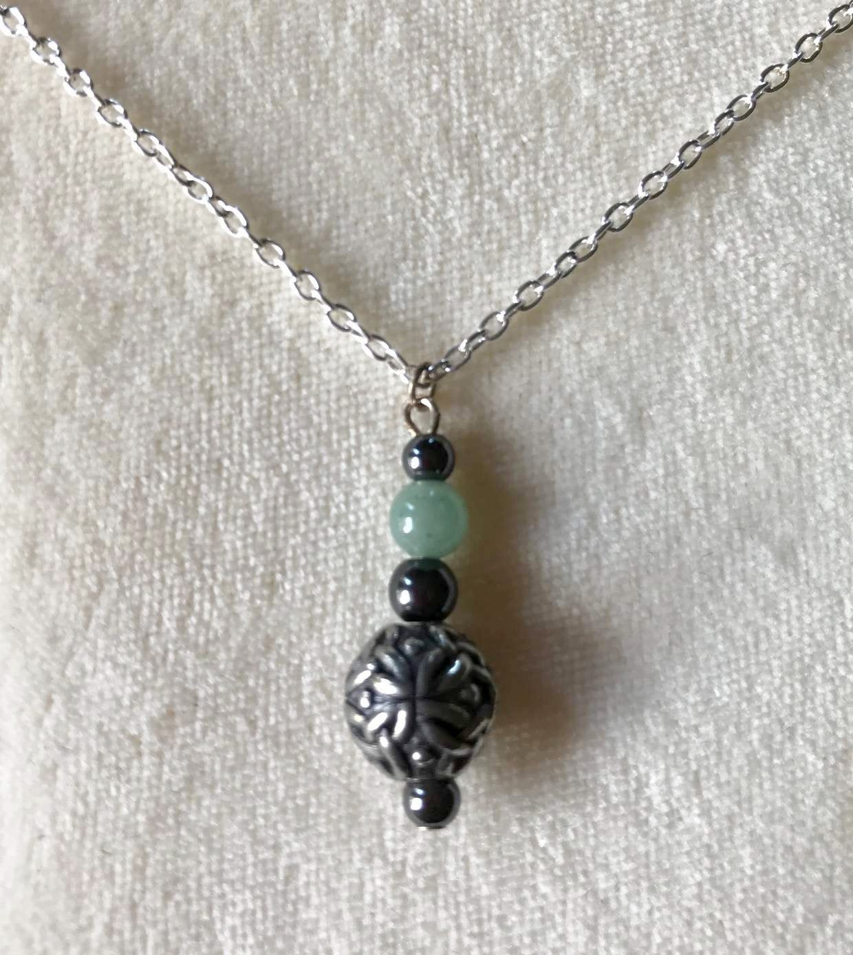 Black Dragon Crafts Celtic Pewter Sphere Bead Pendant Aventurine