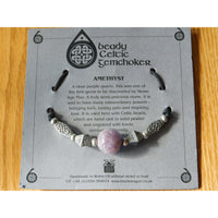 Celtic Pewter Necklace Amethyst Gem Choker - Lead & Nickel Free