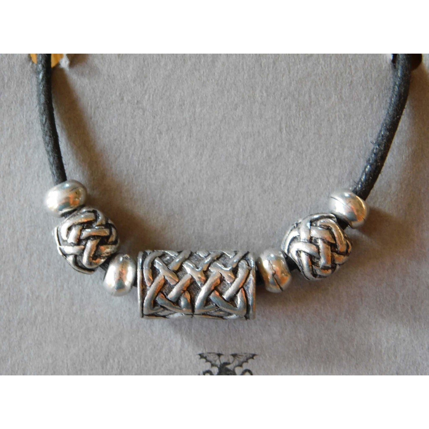 Celtic Pewter Bead Necklace Choker Drum Sphere