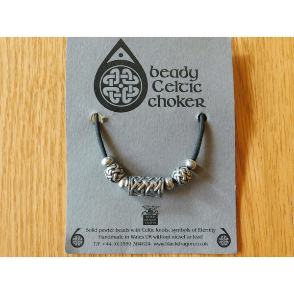 Celtic Pewter Bead Necklace Choker Drum Sphere
