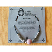 Celtic Pewter Necklace Rhodonite Gem Choker Tube Sphere