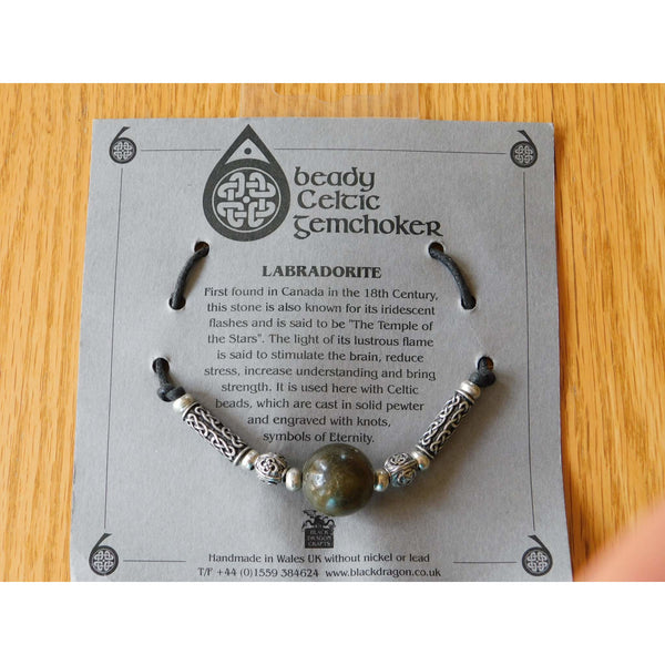 Celtic Pewter Necklace Labradorite Gem Choker