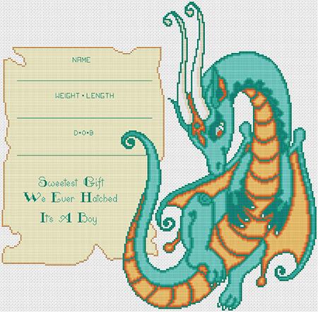 Artists Alley Boy Baby Dragon Cross Stitch Pattern