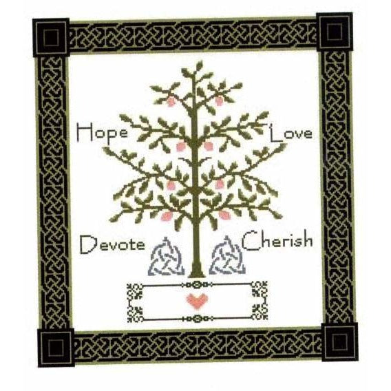 Celtic Obsessions Wedding Sampler Tree  - Celtic Knot Border - Cross Stitch Pattern