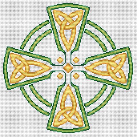 Artists Alley Celtic Cross Green & Gold - Cross Stitch Pattern – Celtic ...