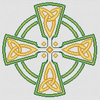 Artists Alley Celtic Cross Green & Gold -  Cross Stitch Pattern