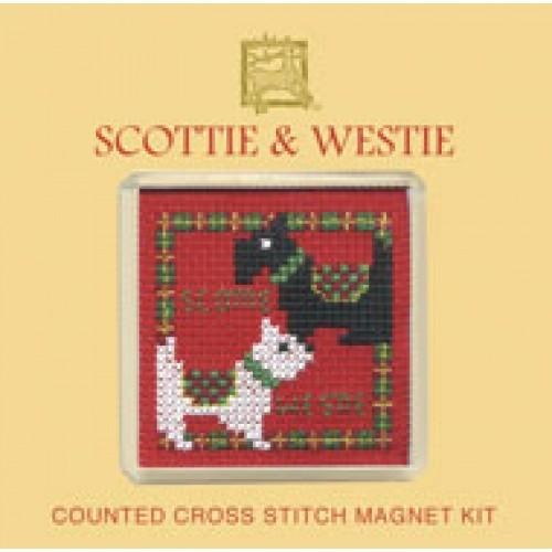 Textile Heritage Scottie & Westie Fridge Refrigerator Magnet Cross Stitch Kit