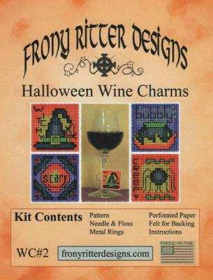 Frony Ritter Halloween Wine Charms Cross Stitch Kit cross stitch design.