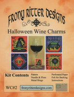 Frony Ritter Halloween Wine Charms Cross Stitch Kit cross stitch design.