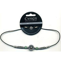 Cyfrin Dragon's Eye Celtic Bead and Genuine Gemstone Necklace Green Aventurine