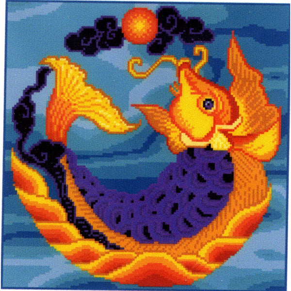 Landmark Tapestries & Charts Golden Fish Cross Stitch Pattern