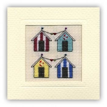 Textile Heritage Beach Huts Miniature Card Cross Stitch Kit