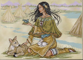 Joan Elliott Native American Maiden Cross Stitch Pattern