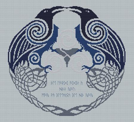 Artists Alley Odin's Ravens Cross Stitch Pattern