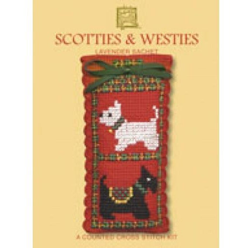 Textile Heritage Scotties & Westies Lavender Sachet Cross Stitch Kit