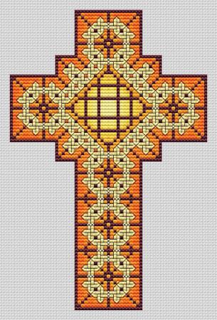 Artists Alley Shades of Gold Celtic Cross  -  Cross Stitch Pattern