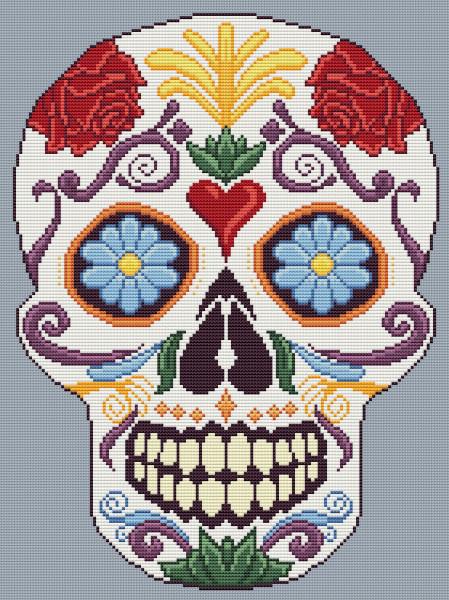 Artists Alley Sugar Skull Filigree Cross Stitch Pattern