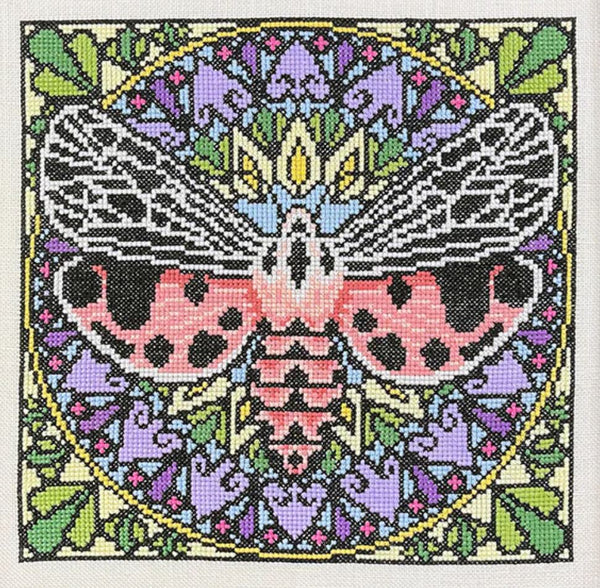 Ink Circles Tiger Moth Cross Stitch Pattern