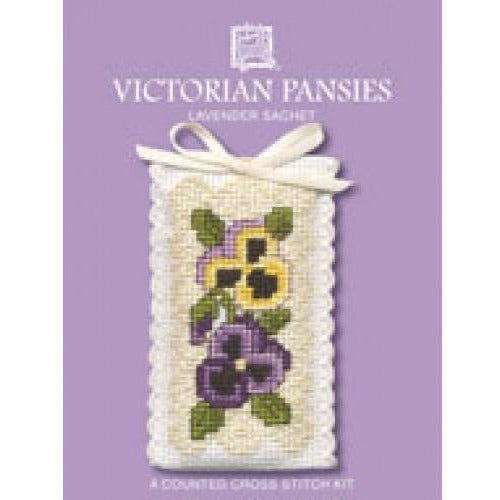 Textile Heritage Victorian Pansies Lavender Sachet Cross Stitch Kit