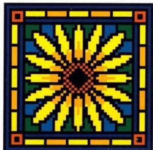 Victorian Tile Pin Cushion Corn Marigold Cross Stitch Pattern