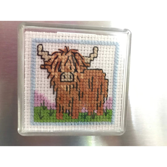 Textile Heritage Wee Hieland Coo Refrigerator Magnet Cross Stitch Kit