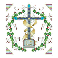 Vickery Collection Holly Wreath Cross - Cross Stitch Pattern