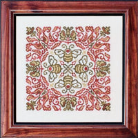 Ink Circles Red-Headed Bee Cross Stitch Pattern